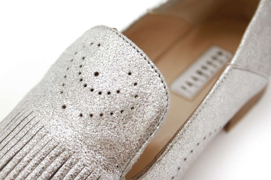 Mocassins en cuir argent Fratelli Rossetti