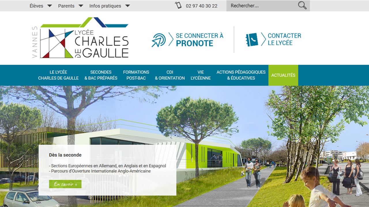 Page d'accueil site internet