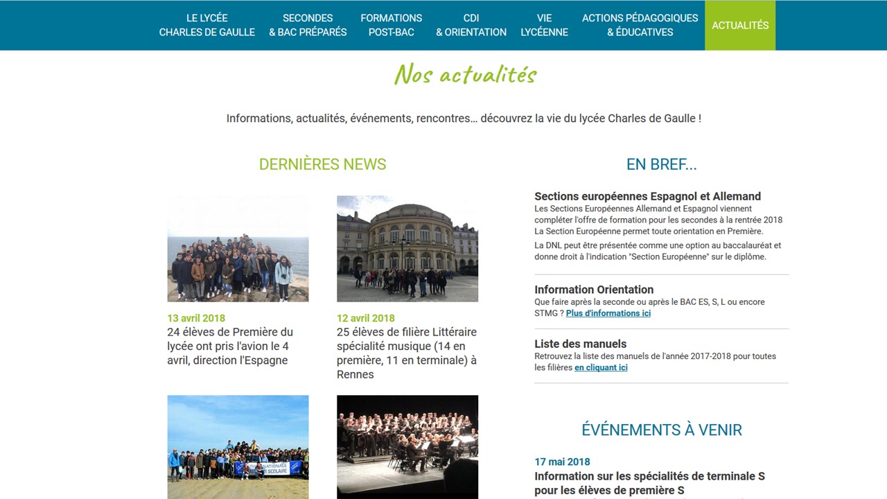 Actualités du lycée