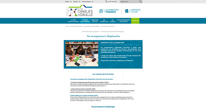 Site internet du Lycée Charles de Gaulle