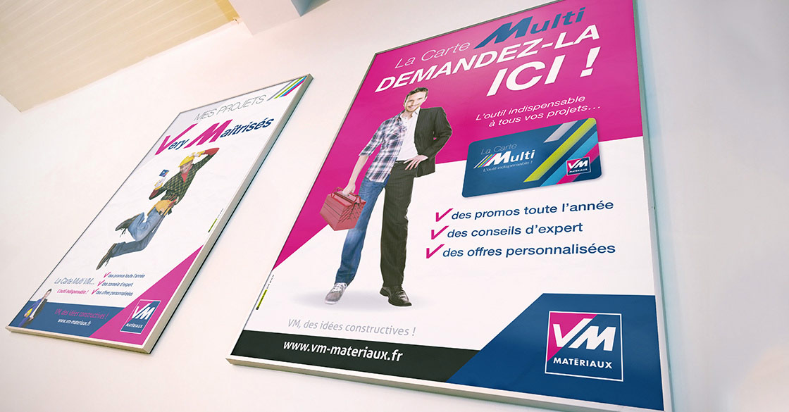 Affiches publicitaires pour VM Matériaux